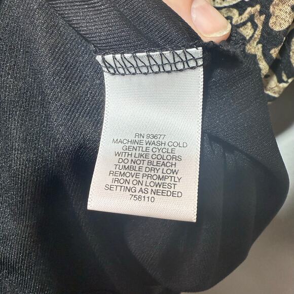 Liz Claiborne Top Women’s Size 3X Black Brown & Tan Paisley 3/4 Sleeve - Picture 6 of 7